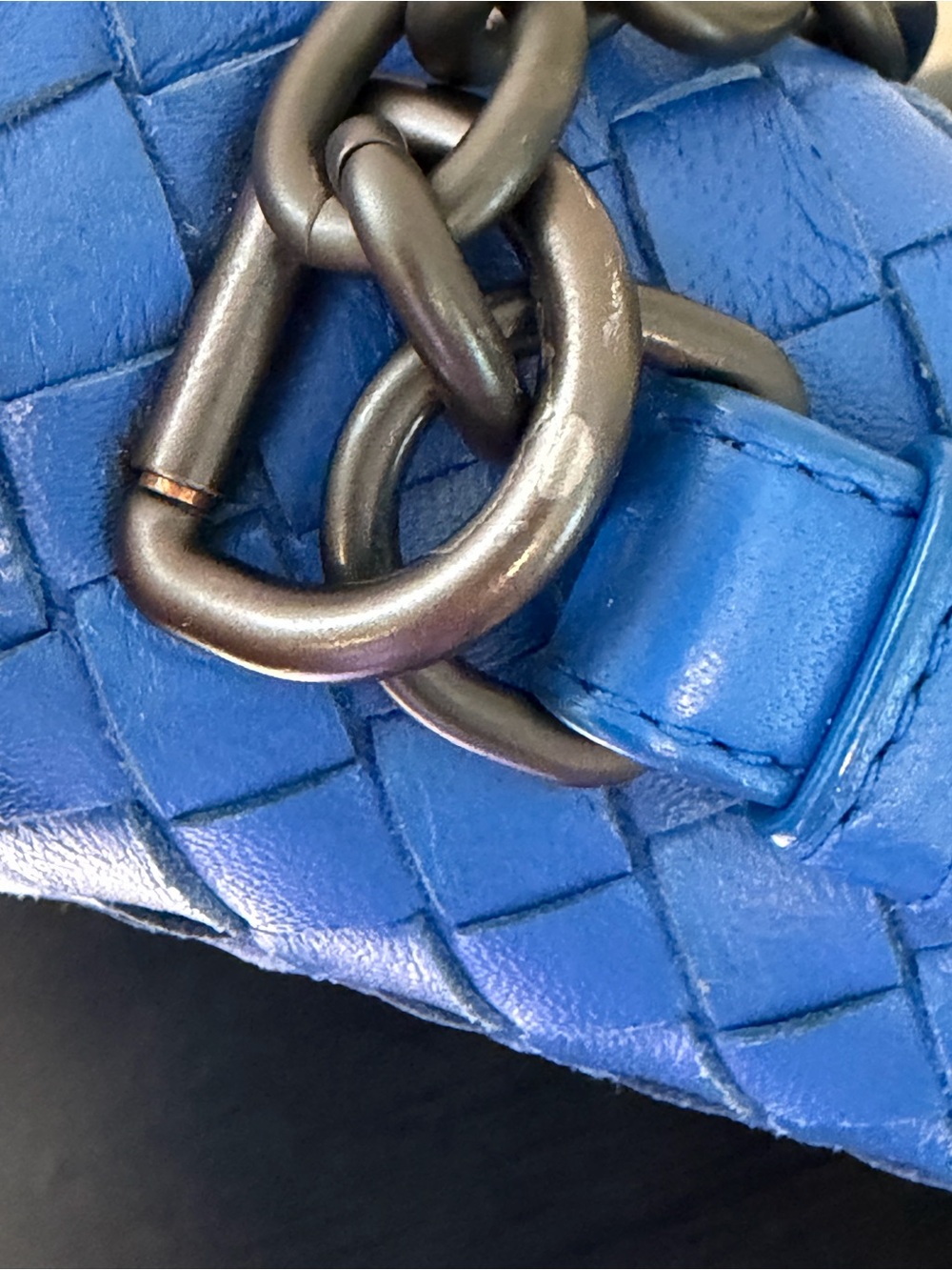 Bottega Veneta Blue Intrecciato Leather Large Olimpia Bag - Picture 9 of 16